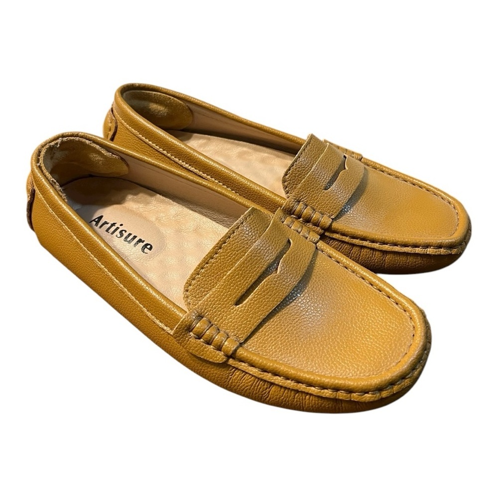 Artisure Tan Leather Driving Loafers Cushioned Insoles Size 8.5 - Picture 5 of 11